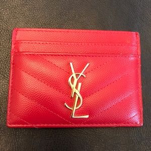 Red Saint Laurent leather cardholder